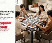 Table de mahjong automatique, table de jeu de mahjong électrique avec chargement USB, porte-gobelets, mélange rapide des cartes pour la famille et les amis