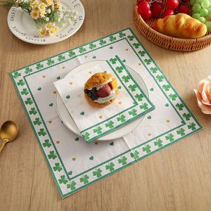 Clover Themed Paper Napkins 330mm Double Layer Printed For Themed Party Use - Product Image 4