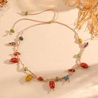 Parure de colliers bohèmes ajustables faits à la main en pierre naturelle et coquillage, tressés et superposés, pour femme, vente en gros