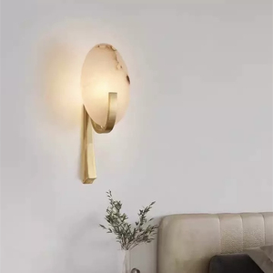 โคมไฟติดผนังสไตล์นอร์ดิกโคมไฟ LED ทำจากทองเหลืองและเคลือบอลาสเตอร์สำหรับวิลล่าในโรงแรมการตกแต่งในร่มในห้องนั่งเล่นห้องนอน - Product Image 3