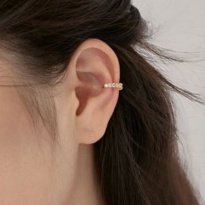 Dylam Lightly Luxury S925 Silver Rhodium 18K Gold Plated Fine Fashion Eternity 5A Cubic Zirconia C Shape <b>Cuff</b> <b>Earrings</b> for Women - Product Image 4