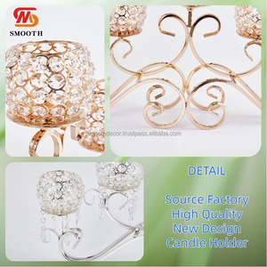 เชิงเทียนคริสตัล 5 หัว สีทองหรือสีเงิน สำหรับตกแต่งโต๊ะงานแต่งงาน - Product Image 2