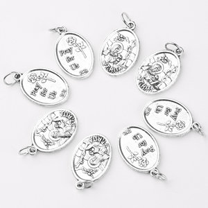 Accessoires Religieux 16x25mm Alliage de Zinc Sainte <span class=keywords><strong>Rita</strong></span> Antique Argent Plaqué Ange Signalisation Pendentif - Product Image 4