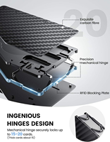 Dompet Kartu RFID Blocking dengan Tali Elastis Lepas Pasang, Bahan Aluminium Alloy - Penjepit Kartu Kredit Model Lipat, Modis, Lengkap untuk Semua Kartu