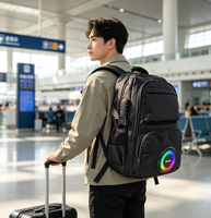 Speaker Ransel Luar Ruangan 5W Ukuran Kecil Lampu LED RGB TF/USB/FM Kunci Sandi Bluetooth 5.3 Boombox Tas Nirkabel untuk Mendaki