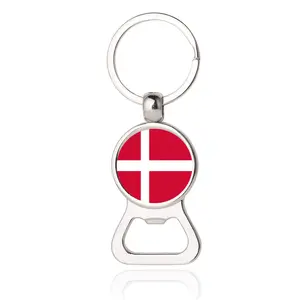 Groothandel Denmark Toeristische Souvenir Sleutelhanger Legering Sticker Opener Metalen Vlag Denmark Souvenir Flesopener Sleutelhanger