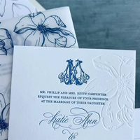 Cartes d'invitation de mariage de luxe personnalisées en relief 3D, papier premium, estampage à chaud en relief 3D, impression offset durable