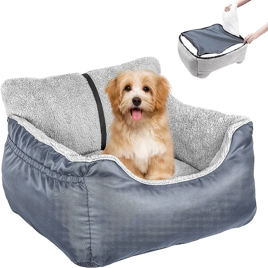 Lavável Dog Car Seat Pet Booster Assento de carro para cães pequenos Carseat Portátil Pet Dog Car Booster Seat Bed com bolsos de armazenamento