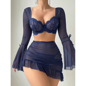 Robe Courte Sexy pour Femme, Dentelle Florale Transparente, Robe de Nuit Sexy et Audacieuse - Product Image 2