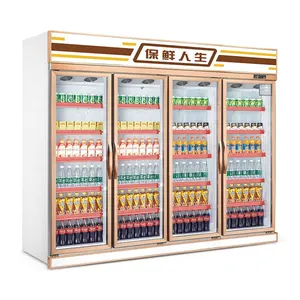 Kommerzielle Kühler Doppelseite Glastür Getränke Display Kühlschrank Vitrine für Supermarkt