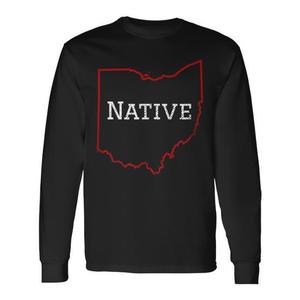 T-shirt a maniche lunghe con contorno rosso Ohio Native - Product Image 1