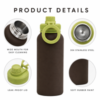 Bouteille d'eau isotherme à large ouverture avec anneau magnétique pour téléphone, en acier inoxydable, bouteille de sport, logo personnalisé pour la salle de sport, les voyages, cadeau