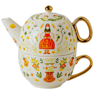 Cadeau de mariage tasse et soucoupe service à thé en céramique avec <span class=keywords><strong>théière</strong></span> pour une personne pot unique ensemble de <span class=keywords><strong>théière</strong></span> individuel - Product Image 1
