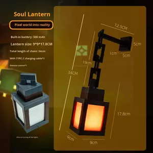 Lámpara Nocturna LED <span class=keywords><strong>Minecraft</strong></span> Soul Lantern - Lámpara Colgante Recargable, Réplica Decorativa del Juego con 2 Modos de Luz, para Dormitorio - Product Image 5