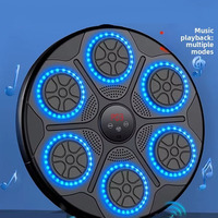 Machine de boxe murale multifonctionnelle avec 6 cibles, musique, hauteur réglable, gants inclus, 1200 mAh