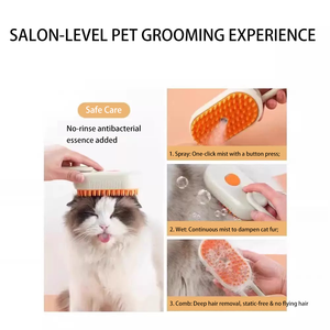 3-in-1 zelfreinigende borstel voor huisdieren, ABS roterende ontklittingskam met spraymassage voor droog en nat gebruik - Product Image 4