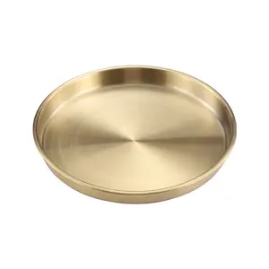 304 Stainless Steel Korean Roast Meat Platter Mirror Silver Gold Dining Plate Serving Dishes Metal BBQ Tray