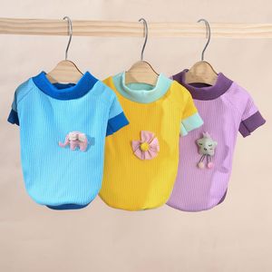 เสื้อฮู้ดถักลายวาฟเฟิลรูปสัตว์น่ารักสำหรับสัตว์เลี้ยงขนาดเล็ก เสื้อผ้าสำหรับฤดูใบไม้ผลิและฤดูใบไม้ร่วง สีเหลือง ชมพู เขียว น้ำเงิน ม่วง - Product Image 3