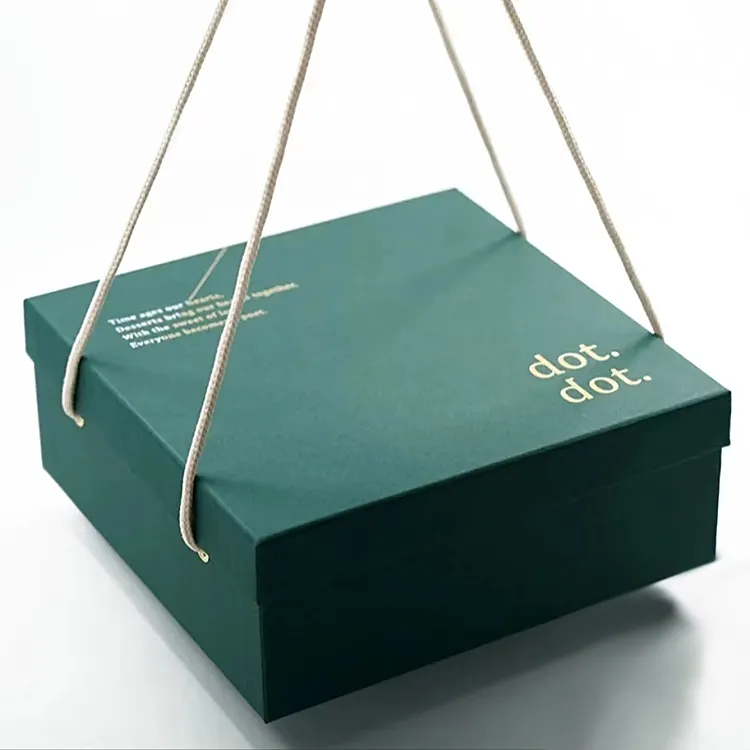 custom Rigid Shape Flower Custom Ribbon Tiffany Blue Towel Set Paper Box With Handle Cake Gift Food Packaging