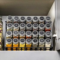 Porte-épices à porte ou au mur avec 28 pots à épices Organisateur d'épices pour armoire Porte-épices à 4 niveaux