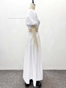 Women's <b>White</b> <b>2</b> <b>Piece</b> <b>Set</b> - Puff Sleeve Square Neck Crop Top & High Waist Maxi Skirt Womens <b>Set</b> African Clothes Fashion - Product Image 5