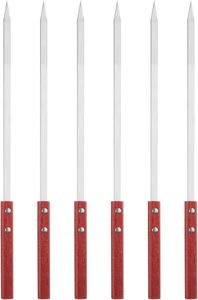 Brochetas de Acero Inoxidable para Barbacoa - Tamaño Grande, Mango de Plástico, Diseño Plano, Duraderas, Ecológicas, para Hornear al Aire Libre - Product Image 1