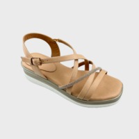 Sandales compensées épaisses pour femme à brides multiples croisées, bride de cheville à boucle, talon moyen, antidérapantes, bout carré ouvert, talon plateforme, sandales robustes
