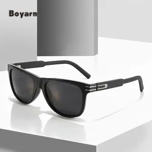 ボヤーンファッショントレンドスタイルサンデザイナーメンズTr90オーバルシンボルサングラスポータブル眼鏡ヴィンテージステンレス眼鏡