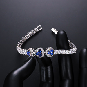 Pulsera de Cadena Tipo Tenis con Forma de Corazón para Mujer, Chapada en Oro de 14k y Plata, con Circonitas Cúbicas, para Bodas - Product Image 6