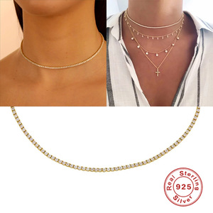 Collar Gargantilla de Plata Pura S925 con Colgante de Diamantes de Imitación de 2.0mm Estilo Hip-hop, Collar Gargantilla de Lujo Ligero Estilo Francés INS - Product Image 6