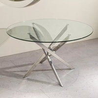 YWJ Yaweijia populaire usine Tables de cuisine pieds de Table en verre métal Chrome Table de meubles moderne