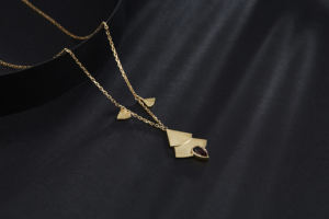 Collar de oro amarillo de 18 quilates Cadena de hilo clásica de árbol de Navidad con tachuelas de diamantes diarias personalizadas con piedra principal de perla - Product Image 3