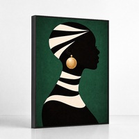 Décoration murale encadrée avec silhouette féminine africaine, thème artistique, pour résidence de vacances européenne, décoration murale d'accent pour salon, vente en gros