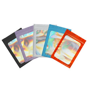 Custom Holographic Bags Doypack Packaging Hologram <strong>Pouch</strong> Rainbow Color Ziplock Resealable Zipper Mylar Snack Bag - Product Image 1