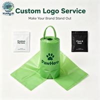 Sacs à déjections canines biodégradables en plastique noir, vert et jaune avec poignée, personnalisables avec logo, pour chiens et animaux de compagnie - Vente en gros