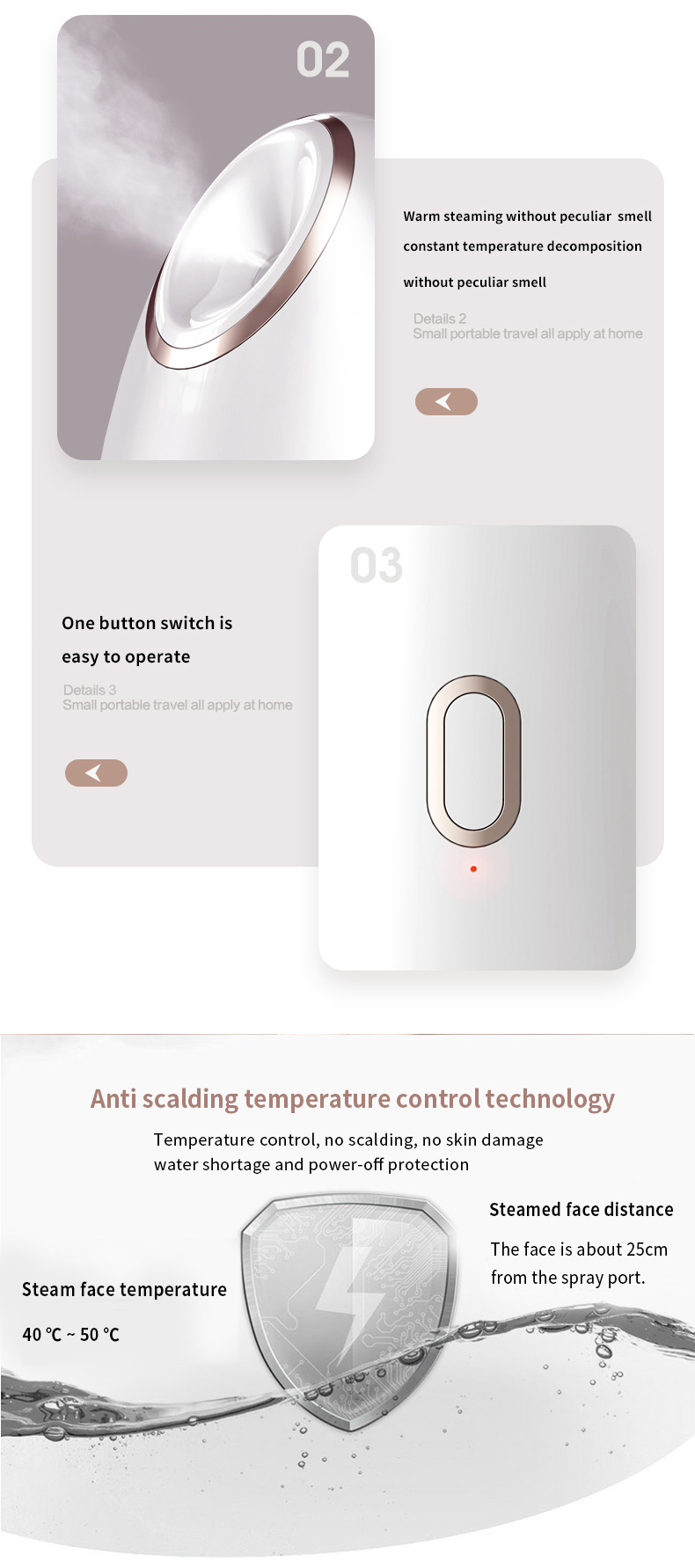Spa Sauna Skin Care Face Facial Moisturizing Humidifier Ionic Nano Hot Warm Heating Mist Sprayer Steaming Steam Steamer