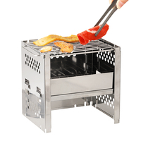 Four à charbon de bois miniature en acier inoxydable portable, pliable, pour pique-nique, barbecue, camping en plein air, randonnée