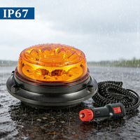 Neue LED-Rundumleuchte DC12-24V 12W IP67 Hochintensive LEDs Stroboskoplichter 4 Blinkmuster Zigarettenanzünder-Stecker