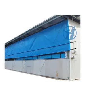 PVC Tarpaulin For Poultry Farms Curtains System PE Coated Tarpaulin Manual Rolling Curtain For Chicken House