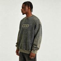 Fabricants de vêtements personnalisés – Sweat à capuche en molleton 100 % coton avec col brut brodé, impression DTG, effet vieilli, délavé au soleil et à l'acide