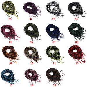 Q703 95 * 95cmコットンチェック柄ケフィエヘッドネックスカーフアラブラップタッセル付きシェマー砂漠スカーフ - Product Image 2