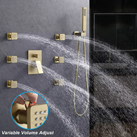 Robinetterie thermostatique moderne en or rose, système encastré, ensemble de salle de bain, mitigeur de douche monocommande mural, jet de pluie doux et massage
