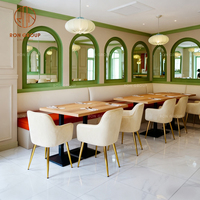 Ensemble de table et de chaises de style moderne et élégant, en bois, avec revêtement en velours, pour café, restaurant, banquette, mobilier pour café