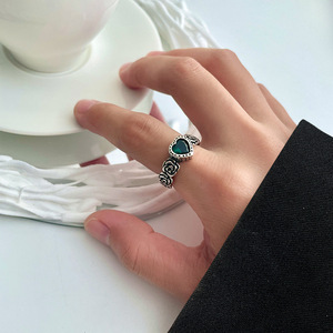 Zircon Love Flower Adjustable Ring Vintage Jewelry <strong>Chrom</strong> <strong>Hearts</strong> Ring Artificial Jewelry for Women - Product Image 6