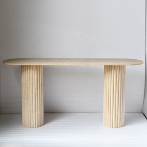 Meubles de maison modernes tables consoles convertibles OEM ODM Italie Design pierre beige travertin pour entrée salon et couloir - Product Image 1