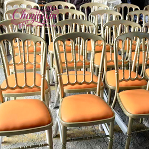 <span class=keywords><strong>Sillas</strong></span> <span class=keywords><strong>de</strong></span> banquete Napoleón <span class=keywords><strong>de</strong></span> metal y aluminio dorado para eventos, alquiler al por mayor <span class=keywords><strong>de</strong></span> muebles usados para hoteles, bodas y fiestas infantiles. - Product Image 1