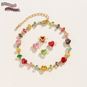 Pendentifs en zircon coloré de Nantong, en forme de cœur, ovale, goutte d'eau, en verre, accessoires de bijoux DIY pour la fabrication de bracelets - Product Image 3