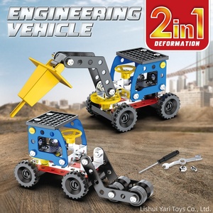 Mini kits de montage en métal, modèles 2-en-1, excavateurs, projets STEM, kits de voitures à construire, cadeaux d'anniversaire pour enfants garçons - Product Image 3