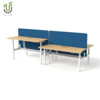 Bureau debout électrique à double moteur esthétique moderne IULTRA avec finitions design (noyer marbré) intérieurs élégants