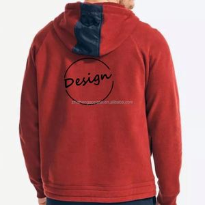 OEM personalizado media cremallera Sudadera con capucha Streetwear Color bloque manga raglán pulóver de lana en blanco media cremallera hasta Sudadera con capucha de los hombres - Product Image 2